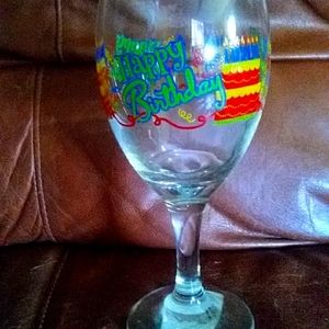 Happy birthday wine glass
